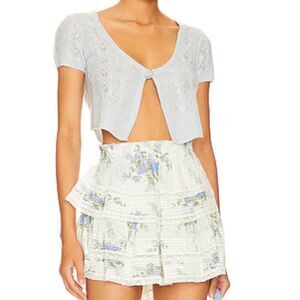 Women's LoveShackFancy Elba Wool Cashmere Cardigan XL in Baby Blue NWT